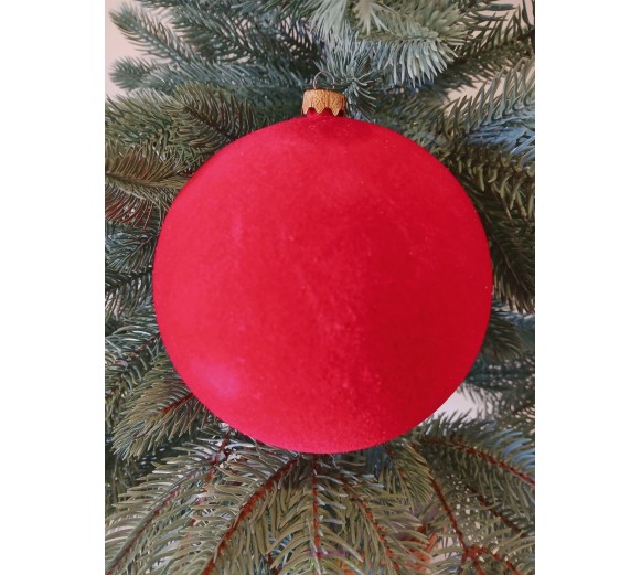 Новорічна куля "Оксамит" Ø130мм червона